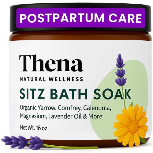 Best Organic Sitz Bath Soak Postpartum Care & Post Partum Essentials, Natural Hemorrhoid Treatment for Women & Moms with Epsom Dead Sea Salt Witch Hazel, Sitz Bath for Toilet, Thena