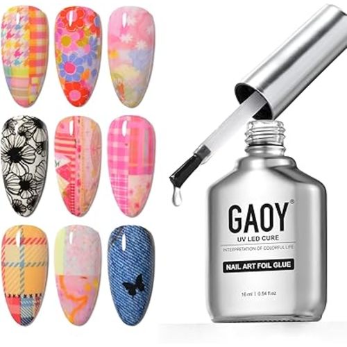 GAOY 16ml Nail Foil Glue, High Adhesion Foil Transfer Gel for Nail Art Stickers, Soak Off UV Light Cure Gel Nail Polish