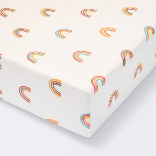 Polyester Rayon Fitted Crib Sheet - Rainbows - Cloud Island™