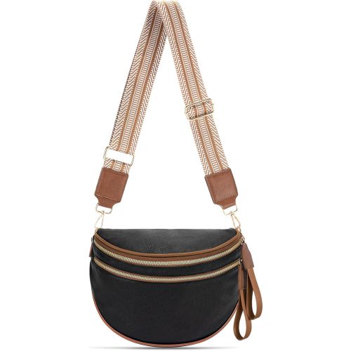 Leather Crossbody Bag Bum Bag for Women Large Sling Bag Cross Body Purse Shoulder Handbag Fanny Pack