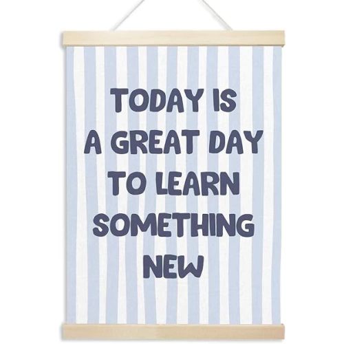 Xmsaitar Blue Inspirational Poster Hanger Frame Wall Decor, Boys Kids Prints for Wall Hanging Decor Art, Nursery Positive Pictures Banner for Playroom Toddler Room Classroom Preschool Dorm 12x16in