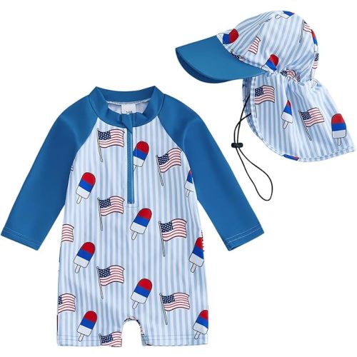 Baby Boy Girl Swimsuit One Piece Short Sleeve Rash Guard Zipper Swimwear Toddler Bathing Suit Infant Beach Outfits