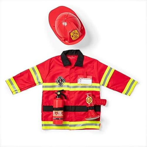 Melissa & Doug Fire Chief Costume 6-Piece Kids Role Play Dress-Up Set