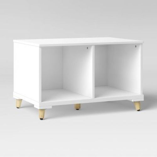 Modern Kids' Toy Storage Bench - Pillowfort™: White MDF Decorative Cabinet, Divided Storage, 28.86" Width