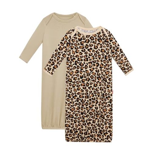 Bamboo Viscose 2-Pack Baby Gowns for Boys and Girls | Pull-On, Long Sleeve, Envelope Neck, Convertible Bottom, Solid & Printed, Hypoallergenic Sleepers for Infant & Newborn