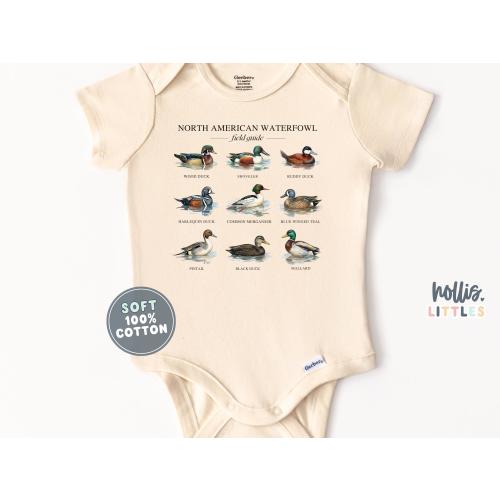 Ducks of North America Baby ONESIE® Wild Ducks Onesies® Waterfowl Nature Onesie Bird Lover Baby Shirt