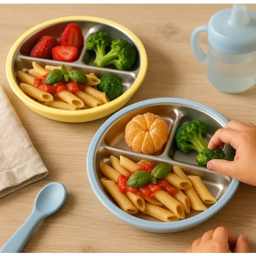 Stainless Steel Plate Set of 2 (Butter Yellow & Baby Blue)