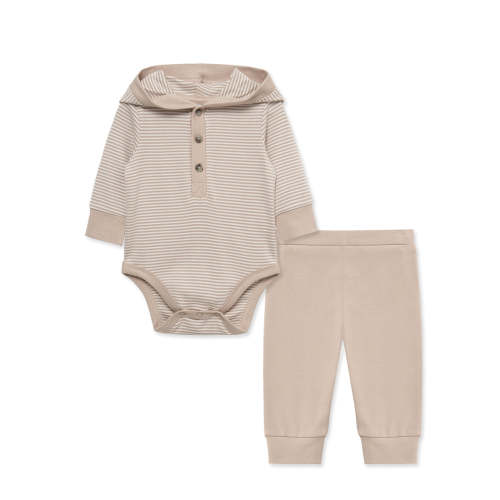Taupe Hooded Bodysuit & Pant Set (3M-12M)