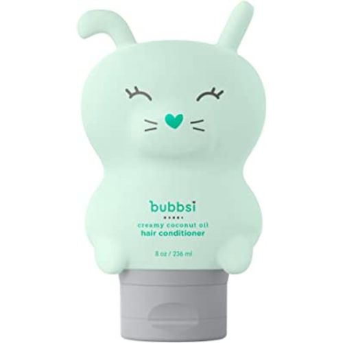 Bubbsi Creamy Coconut Oil Hair Conditioner for Kids, Baby | Light Natural Scent | Won't irritate eyes | Organic Coconut Oil + Shea | Sulfate-free | Curly or Dry Hair (Refillable Bottle, 8oz)