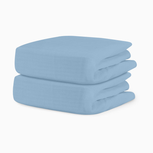 Newton Baby 2-Pack Organic Cotton Breathable Crib Sheets - Sky Blue