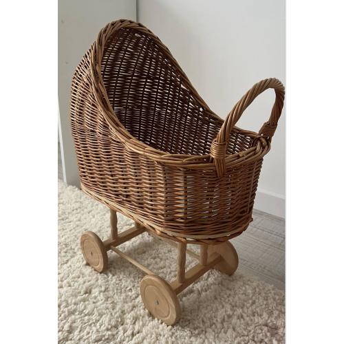 natural wicker doll pram, baby doll carriage, doll stroller, handmade doll pram, ecofriendly , birthday gift for kids, wood pram