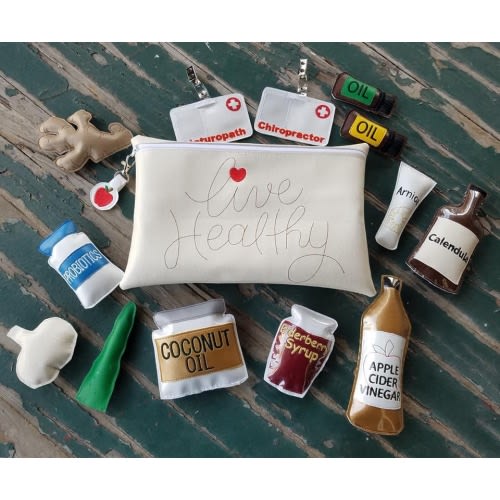 Vinyl Natural Healing Kit , Dress Up , Pretend Play , Vinyl Naturopath Play Set, Natural Medicine Set