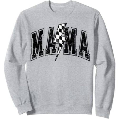 Mama Lightning Bolt Checkered Varsity For Mom Women Sweatshirt