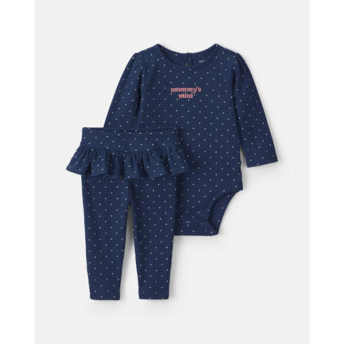 Baby Girl 2-Piece 'Mommy's Mini' Long-Sleeve Bodysuit & Pant Set - Navy Blue | Carter's