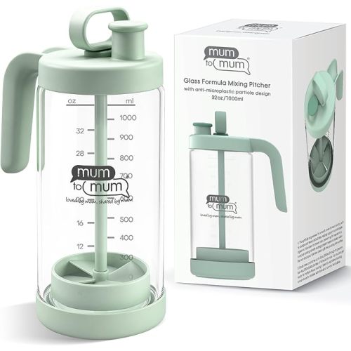 32oz Glass Formula Mixing Pitcher, Formula Pitcher Milk Pitcher Premium Borosilicate Microplastic-Free Leak-Proof Design,Breastmilk Storage,Dishwasher Safe & Thermal Shock Resistant (Light green)