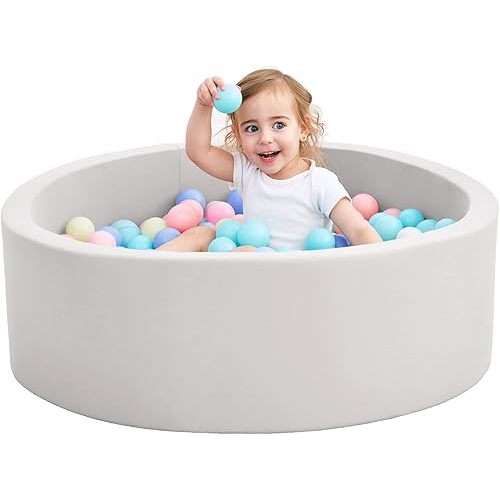 Foam Ball Pit for Toddlers, 35 Inch Baby Ball Pit Soft Round and Easy to Set or Clean, Baby Playpen Ball Pool is Ideal Gift for Kids-Balls NOT Included