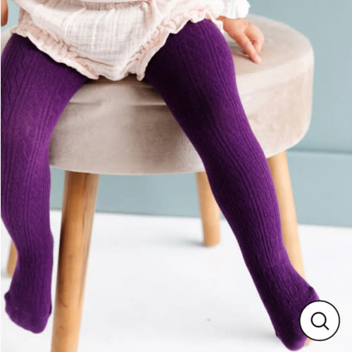 Dark Purple Cable Knit Tights