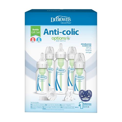 Dr. Brown's Options+ Narrow Anti-Colic Baby Bottle Gift Set Clear/White