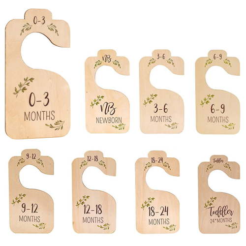 Lieonvis 8-Compartment Wooden Baby Closet Dividers, Rod Mount, Multi-Color, 8 Count