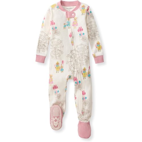 Burt's Bees Baby Baby Girls Sleeper Pajamas, 100% Organic Cotton, One-piece PJs, Diagonal Zip Up Jumpsuit, Snug Fit Footie
