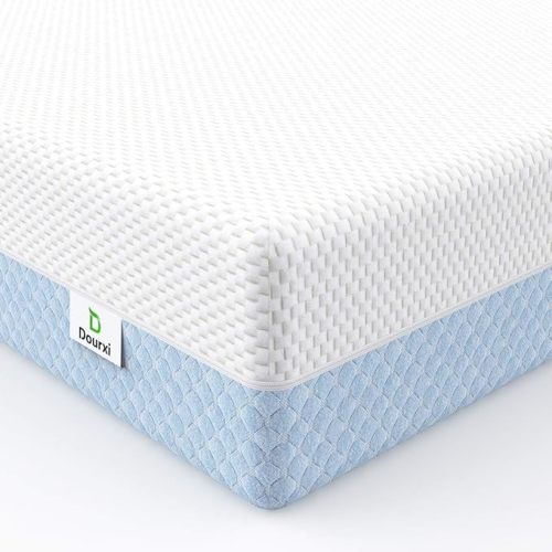 Crib Mattress, Dual Sided Comfort Memory Foam Toddler Bed Mattress, Triple-Layer Breathable Premium Baby Mattress for Infant and Toddler w/Removable Outer Cover - White&Grey