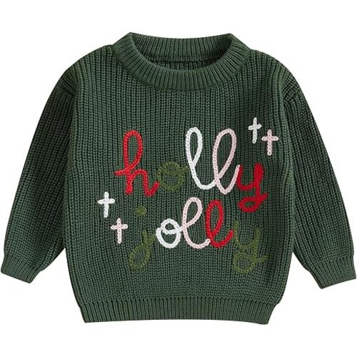 Baby Girl Holly Jolly Embroidery Sweater 3-6M