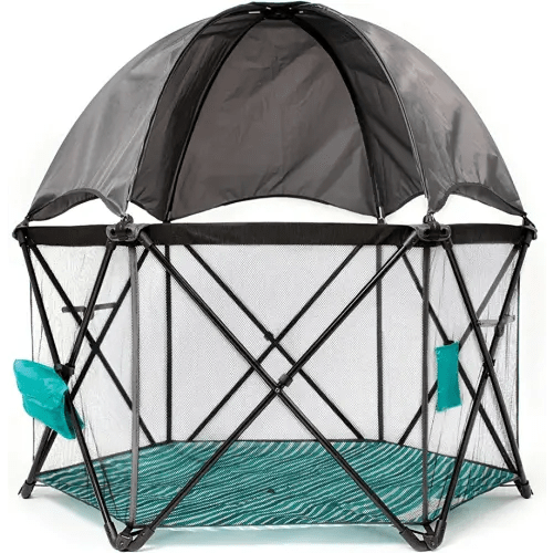 Baby Delight Go With Me Eclipse Mesh Portable Playard | Playpen | Sun Canopy | Indoor and Outdoor | Watercolor Stripe Base