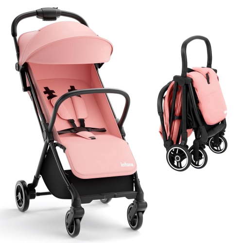 INFANS Lightweight Baby Stroller, 1 Second Fold, Compact Travel Stroller for Airplane with Aluminium Frame, Adjustable Backrest and Canopy, Foldable Infant Toddler Stroller