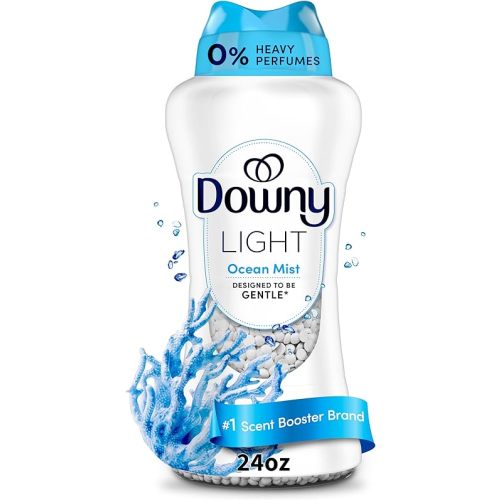 Downy Light Laundry Scent Booster Beads, Ocean Mist Scent, 24 OZ, In-Wash Fabric Beads Designed To Be Gentle With A Light Boost Of Scent, No Heavy Perfumes