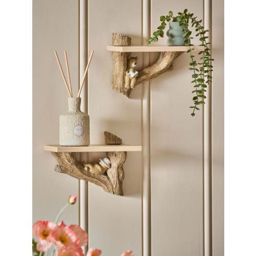 Natural Bertie Bear Set of 2 Wall Shelves - Size ONE