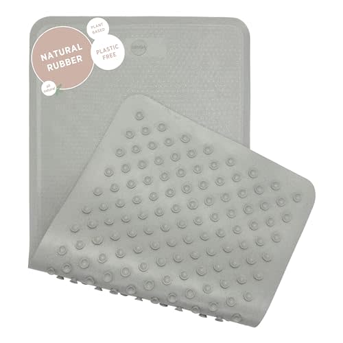 HEVEA Natural Rubber Big Bath Mat - Upcycled, Danish Design - Non Slip Bathtub Mat, 299 Suction Cups - Safe and Friendly Shower Mat for All Ages (Granite)