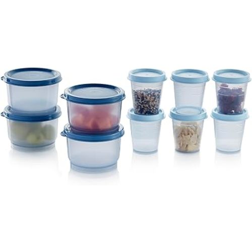 Tupperware Super Snack 10 Container Food Storage Set, Dishwasher Safe and BPA Free (10 Containers, 10 Lids)