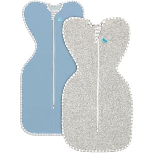 Love to Dream Swaddle UP 1.0 TOG Twin Pack - Dusty Blue + Gray, Newborn 5-8.5 lbs, Self-Soothing Swaddles for Newborns