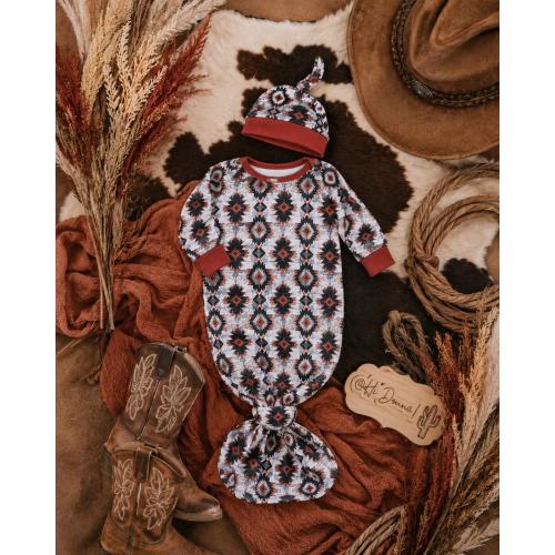 Arizona Sands Knotted Baby Gown: Handmade USA Newborn Outfit