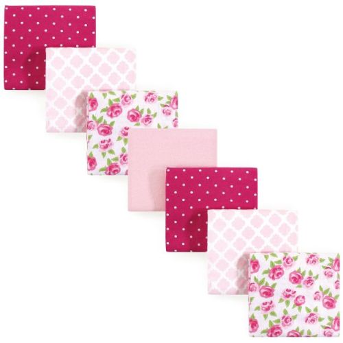 Hudson Baby Infant Girl Cotton Flannel Receiving Blankets Bundle, Rose, One Size