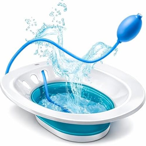 Sitz Bath for Toilet Seat, Hemorrhoids and Postpartum Care, Yoni Steam Seat, Sits Bath Kit for Women - Collapsible, Deeper Bowl - Use w/Sitz Bath Salt - Green