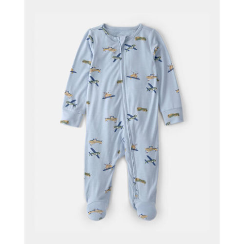 Baby Boy Plane 2-Way Zip PurelySoft Footie Sleep & Play Pajama - Blue | Carter's