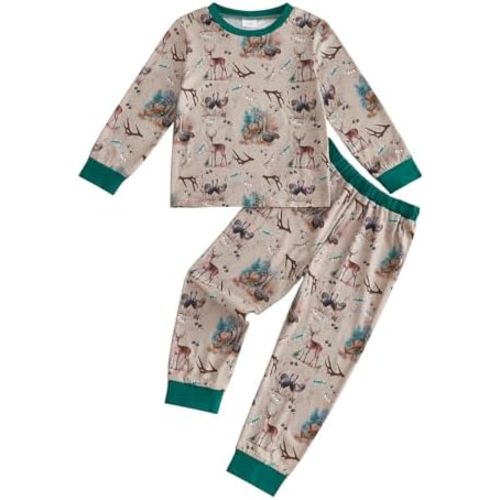 Sasaerucure Toddler Baby Boy Outfit Hunting Crewneck Long Sleeve Shirt Pullover Tops and Pants 2 Piece Clothes Set