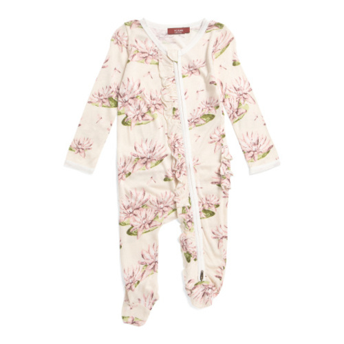 Newborn Girls Water Lily Ruffle Front Zip Footed Romper | Kids & Baby | T.J.Maxx