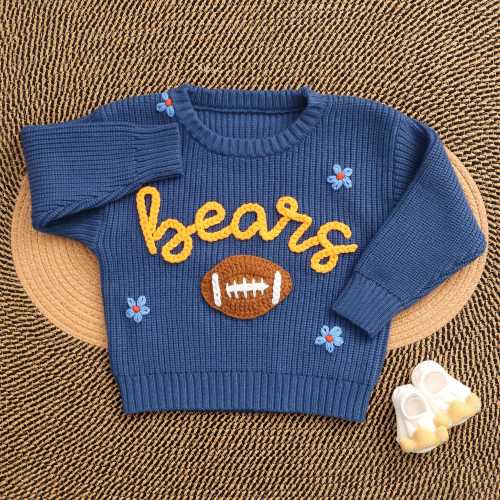 Personalized Baby Football Sweater, Toddler Sports Sweater, Custom Embroidered Baby Name Sweater, Baby Boy Sweater with Name, Baby Girl Gift