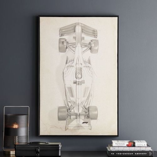 Formula 1® Car Black & White Framed Sketch Art