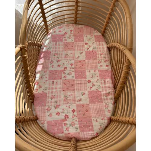 Organic Muslin Fitted Sheet - Blush Garden – AEGI BLOOM