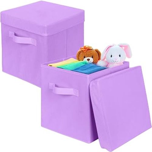 ShellKingdom Storage Bins, Foldable Fabric Storage Cube with Lid for Closet