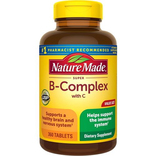 Nature Made Super B Complex with Vitamin C & Folic Acid, B Complex Vitamins for Women and Men, Dietary Supplement for Immune Support, 360 Tablets, 360 Day Supply