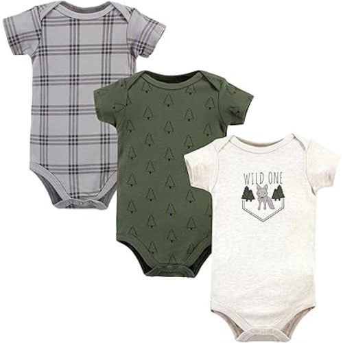 Hudson Baby Unisex Baby Cotton Bodysuits, Wild One Wolf, 6-9 Months