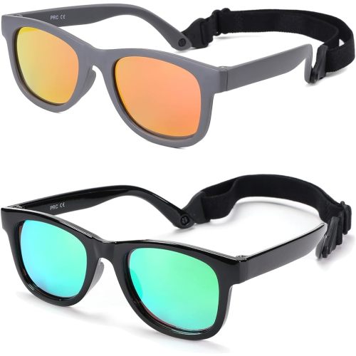 COASION Bendable Flexible Polarized Newborn Baby Sunglasses with Strap for Infant Boys Girls Age 0-12 Months CA8042