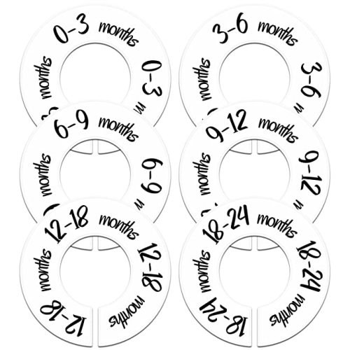 Pro Goleem Baby Closet Dividers Unisex Baby Closet Organizer for Nursery Baby Clothes Size Age Dividers Fits 1.5" Rod 6 PCS - A White