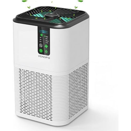 Air Purifiers for Home Large Room Up to 1750ft², Vendfo H13 HEPA Air Purifier for Bedroom with Auto Air Quality Monitor, Air Cleaner with Fragrance for Smoke Dust Pollen Pets Hair Odor, White Black