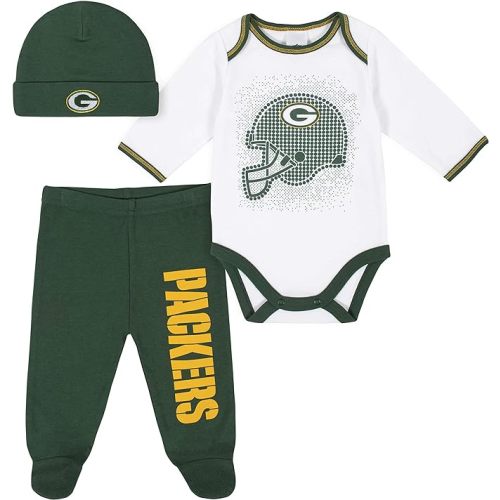 Gerber Unisex Baby NFL Team Footed Pant and Bodysuit Gift Set - 0-3 Months - Packers (3-pack)