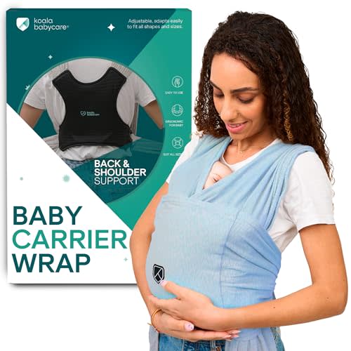 Koala Babycare Baby Carrier Wrap, Easy to Wear As a T-Shirt - Original Baby Carrier Newborn to Toddler - Sling One Size Fits All - Baby Wraps Carrier Up to 22lbs